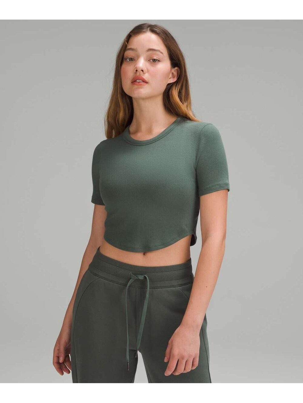 Lululemon Hold Tight Cropped T-Shirt Dark Forest
